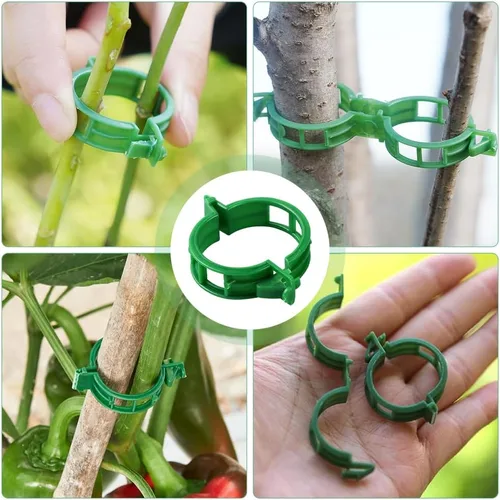 Miniatura 7 de 100 clips de plástico asegurados para plantas, clips reutilizables para soporte de plantas, clips de tomate para asegurar plantas trepadoras, uvas