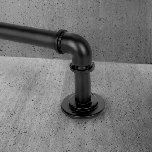 Miniatura 9 de OLV Barras de cortina industriales negras para ventanas de 48 a 84 pulgadas (4 a 7 pies), 1 pulgada de diámetro, barras para cortinas opacas Negro
