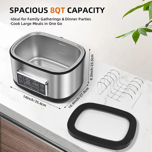 Miniatura 9 de Olla Sous Vide Homtone, Máquina de Cocina Suveed de 8 Quart, Control de Temperatura de Acero Inoxidable Sous Vide, Olla Sous Vide Precisa