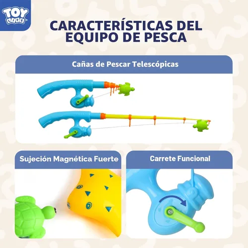 Miniatura 6 de TOY Life Juego de pesca magnético para 2 jugadores para niños de 3 a 5 años, juego de caña de pescar para niños pequeños con juguetes de peces, 2
