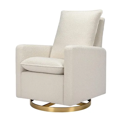 Miniatura 12 de Babyletto Cali Flange reclinable y planeador giratorio en lazo de peluche almendra, certificado Greenguard Gold y CertiPUR-US