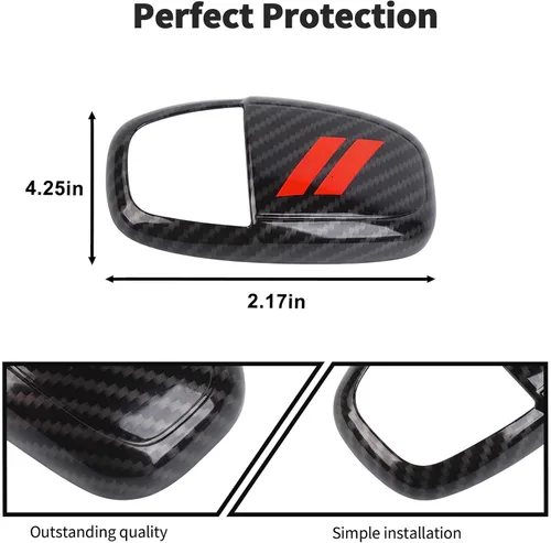 Miniatura 5 de JWWY Pomos de palanca de cambios para Dodge Challenger Charger 2015-2025+ Durango 2018-2025, accesorios interiores, fibra de carbono roja Rojo