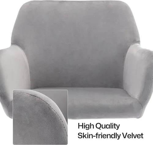 Miniatura 9 de Silla de Escritorio Giratoria de Piel Sintética de 360°, Moderno Sillón de Oficina en Casa Ajustable en Altura con Base Dorada para Adolescentes
