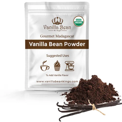 Polvo de Vainilla en Grano – Polvo de Vainilla de Madagascar Molido 100% Puro – Para Cocinar, Hornear y Dar Sabor Adicional – Añadir al Café, Té,