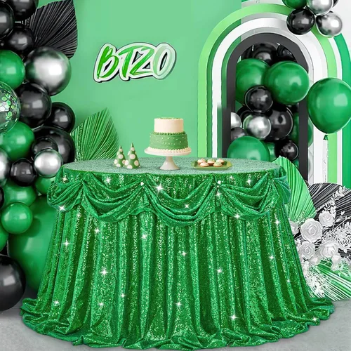 Miniatura 43 de B-COOL Mantel de lentejuelas de 60 x 102 pulgadas, mantel de cumpleaños rectangular azul bebé, brillante, duradero, boda, fiesta, restaurante