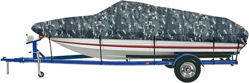Miniatura 12 de iCOVER - Funda para lancha remolcable, resistente, impermeable, lona, grado marino, apta para lanchas de pesca y esquí, V-Hull, de 14-16 pies