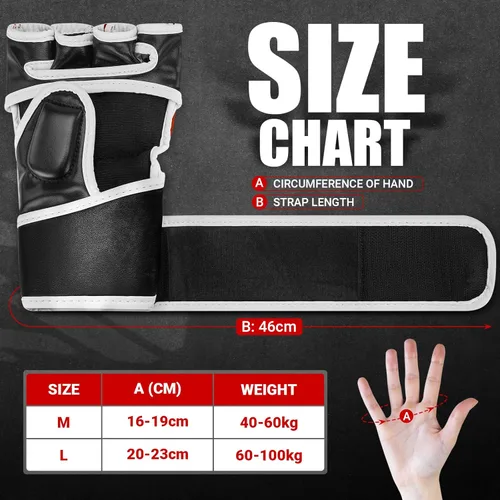 Miniatura 5 de Guantes MMA para hombres y mujeres, guantes de boxeo para saco de boxeo, sparring, entrenamiento, muay thai, artes marciales, guantes de medio Rojo