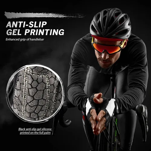 Miniatura 5 de Guantes de bicicleta para hombres y mujeres con almohadilla antideslizante que absorbe los golpes, guantes de ciclismo ligeros de medio dedo