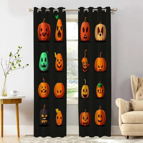 Miniatura 42 de Shrahala Cortinas de hojas de arce otoñales para ventanas de cocina, hojas rojas ardientes, fondo marrón, paneles de cortina de ventana de poliéster