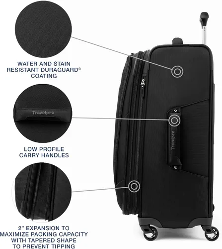 Miniatura 3 de Travelpro Maxlite 5 - Juego de 2 piezas de equipaje de mano de tela, expandibles con 4 ruedas giratorias, bolso blando para debajo del asiento, Negro