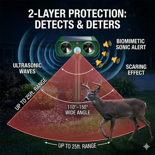 Miniatura 3 de Sonic Fortress Pro - Repelente de ciervos 2026 para gatos con sensor de movimiento, repelente solar ultrasónico de animales con sensor