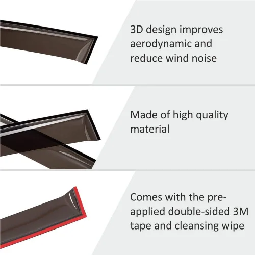 Miniatura 3 de Voron Glass, protectores de lluvia extra duraderos para Toyota C-HR 2018-2024, deflectores de ventana, viseras de ventilación, 4 piezas - 100319