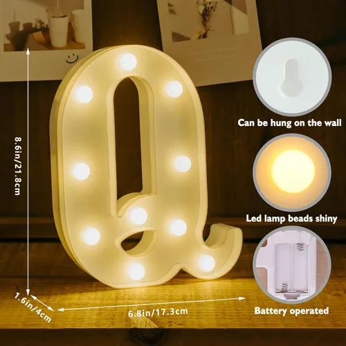 Miniatura 2 de Letras iluminadas, letras con luces LED de 26 alfabetos, letra decorativa iluminada, letras de marquesina LED que funcionan con pilas para fiestas