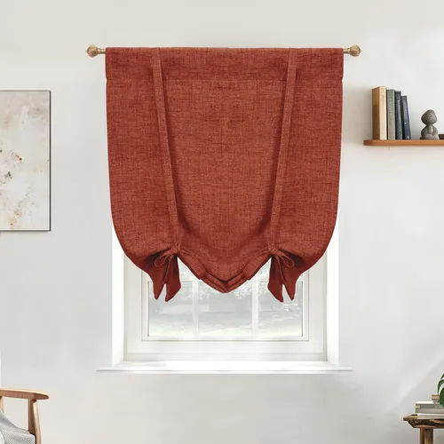 Miniatura 19 de DriftAway - Cortinas de Lino con Doble Capa, Blackout, de Atar, con Aislaje Térmico, Totalmente Forradas, Estilo Globo Romano, para Baño, con Lino