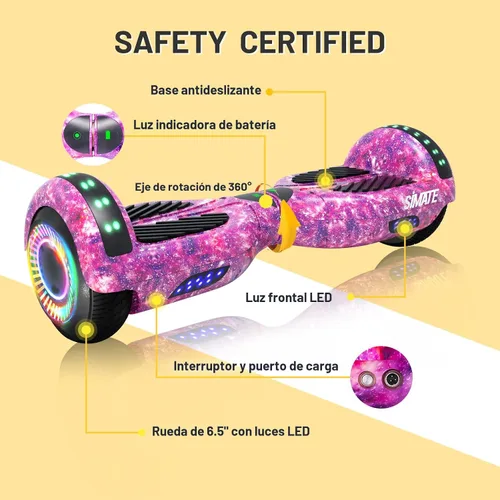Miniatura 5 de SIMATE Hoverboard - Aeropatineta Bluetooth todo terreno con luces LED y control de aplicación, regalos para niños, adultos, niñas, niños, para todas