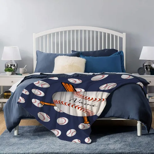 Miniatura 5 de Manta personalizada de béisbol para sofá, manta personalizada con nombre, manta ligera de felpa mullida de 60 x 50 pulgadas, para adolescentes