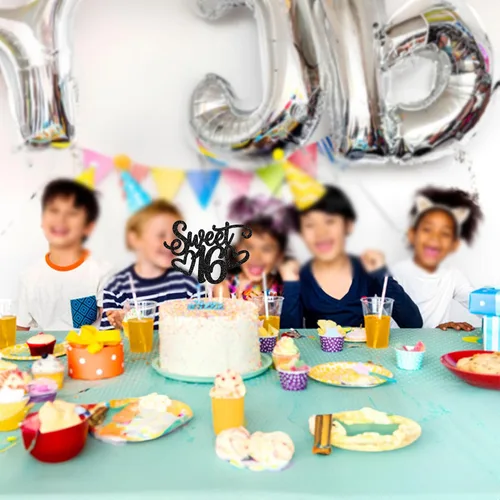Miniatura 8 de Gyufise 1 Pieza Dulce Adolescente 16 Decoración para Pastel con Purpurina Palillo de Pastel de 16 Cumpleaños para Brindis por 16 Años de Edad