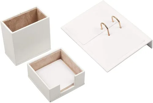 Miniatura 5 de Juego de escritorio de cuero, juego de organizador de escritorio, accesorios de escritorio de oficina, soporte para calendario, 9 accesorios