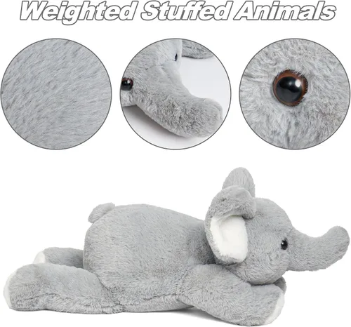 Miniatura 2 de JellyMallow Animales de peluche de elefante con peso de 24 pulgadas, color azul, almohada de felpa de elefante gigante abrazable para niños y adultos