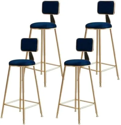 Miniatura 28 de Taburete moderno para mostrador, taburete sin brazos, taburete de hierro con cojín y pedal, 1 taburete corto (18 pulgadas de alto) azul