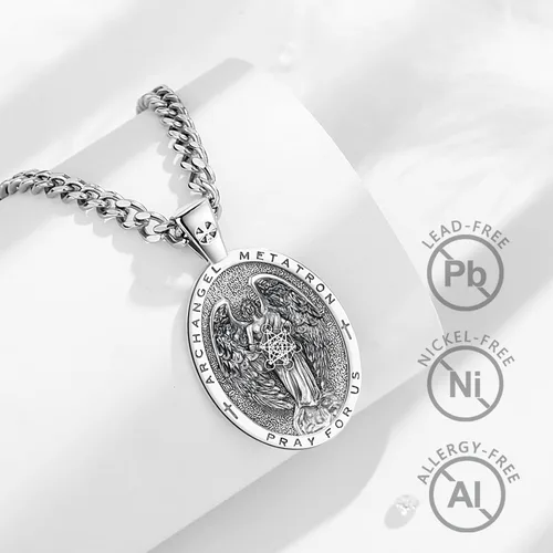 Miniatura 88 de EUDORA Collar de plata de ley 925, San Cristóbal y San Benito, San Miguel, Virgen María, San Judas Tadeo, Cruz de Buen Pastor y Arcángel, Medalla
