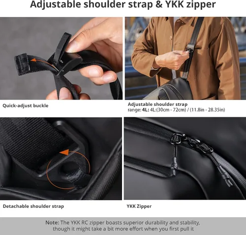 Miniatura 5 de PGYTECH OneGo Solo V2 Bolsa Bandolera para Cámara, Bolsa de Pecho para Cámara de 4L Bandolera Riñonera para Fotógrafos de Viajes Urbanos, Bolsa