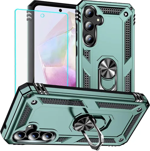 Miniatura 16 de Yiakeng Funda para Galaxy A32 5G, Samsung A32 5G, fundas protectoras de grado militar con anillo para Samsung Galaxy A32 5G (verde militar)
