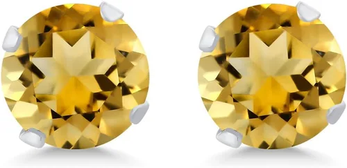 Miniatura 65 de Gem Stone King Aretes redondos de plata de ley 925 con piedra natal de 0.236 in para mujer