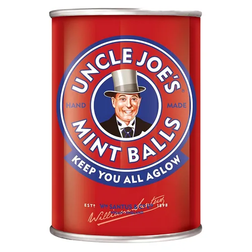 Uncle Joe's Lata de bolas de menta de 4.23 onzas (4.23 onzas), dulces británicos naturales, veganos y sin gluten, caramelo duro de aceite de menta