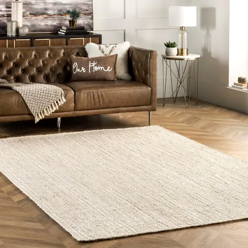 Miniatura 36 de nuLOOM 8x10 Rigo Alfombra de yute tejida a mano, color blanco hueso, diseño rústico de granja, fibra natural, para dormitorio, sala de estar