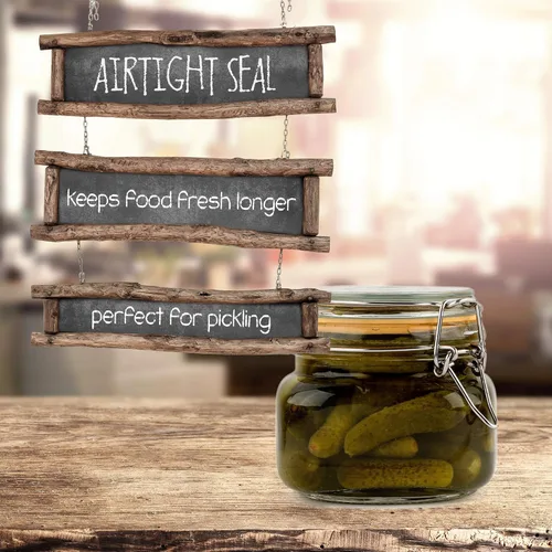 Miniatura 2 de Tarros de vidrio con tapas, tarros de almacenamiento de alimentos de 16 onzas con tapas herméticas a prueba de fugas, tarros de cocina