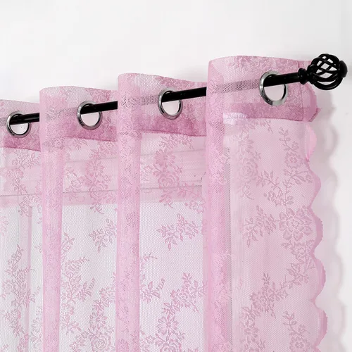 Miniatura 7 de Cortinas traslúcidas de encaje negro de 108 pulgadas para dormitorio, cortinas clásicas con bordado de rosa negra, cortinas traslúcidas de punto