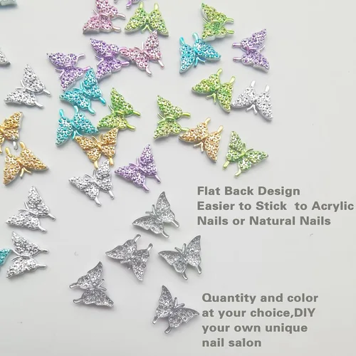 Miniatura 5 de 50 dijes de mariposa 3D – Decoración de joyas Kawaii para arte de uñas impresionantes diseños de uñas