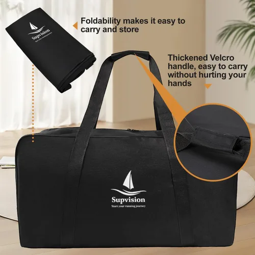 Miniatura 14 de Bolsa de viaje para gimnasio con cremalleras duraderas de 2 vías, impermeable, tela Oxford fuerte, Negro -, 31.5 pulgadas para bloques de arranque