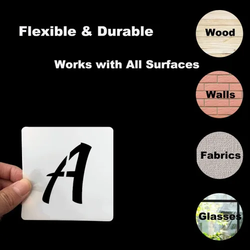 Miniatura 7 de Plantillas de letras del alfabeto de 1 pulgada para pintar, paquete de 70 plantillas de letras y números con letreros para pintar sobre madera