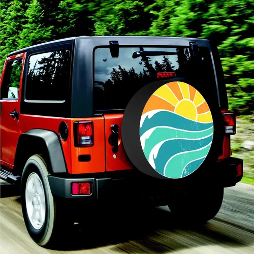 Miniatura 6 de Cubierta de neumático de repuesto para verano, olas de sol, accesorios de campamento para neumático de repuesto, resistente a la intemperie, a