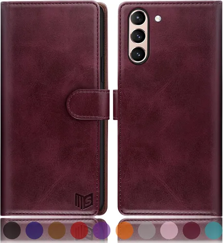 Miniatura 11 de SUANPOT Funda tipo cartera para Samsung Galaxy S21 FE con bloqueo RFID, soporte para tarjetas de crédito, de piel sintética, con tapa para teléfono