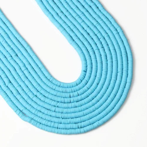 Miniatura 15 de 3600 cuentas de arcilla azul mixta para hacer pulseras, 10 hebras planas redondas de arcilla polimérica disco de 0.236 in espaciador Heishi cuentas