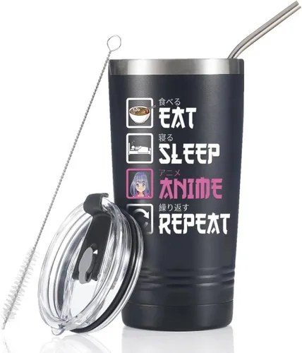 Onebttl Regalos de anime para hombres, mujeres, niños - Tazas de acero inoxidable con aislamiento al vacío de doble pared de 20oz/590ml - Regalos de