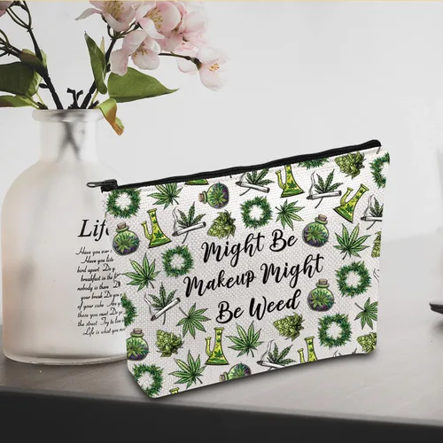 Miniatura 4 de JXGZSO Divertida bolsa de maquillaje de malezas con cremallera regalos para mujeres podría ser maquillaje podría ser bolsa de cosméticos de malezas