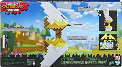 Miniatura 3 de Nerf Minecraft Sabrewing Arco Lanzador Motorizado, 8 Dardos Elite, Clip de 8 Dardos, Lanzadores de Espuma de Juguete Eléctricos Totalmente