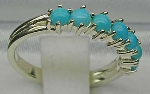 Miniatura 3 de Anillo de eternidad para mujer de plata de ley 925 auténtica turquesa auténtica