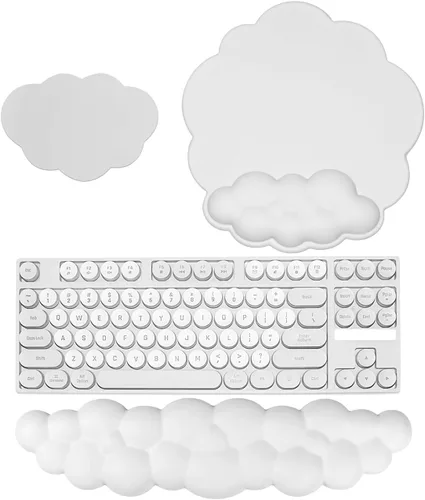 Miniatura 8 de JIKIOU Almohadillas de mouse Cloud de cuero, exquisito soporte de muñeca, cómodo reposamuñecas de espuma viscoelástica para computadora, laptop