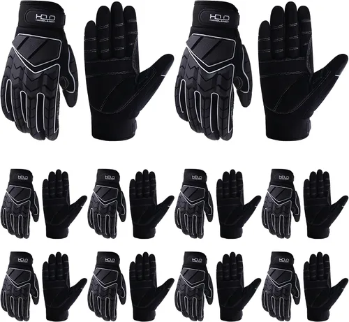 HANDLANDY HLDD - Guantes de trabajo resistentes, guantes de impacto con protector TPR, guantes de trabajo mecánico antivibraciones para hombres,