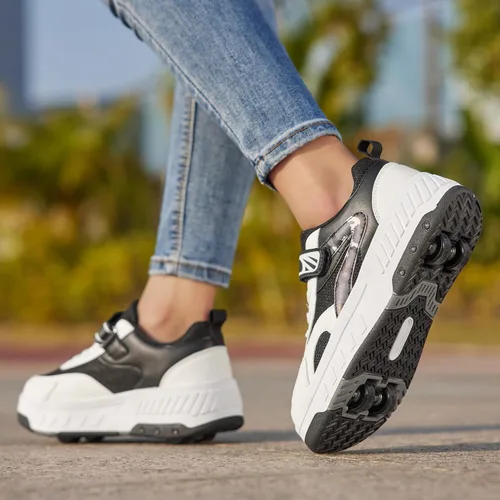 Miniatura 7 de Patines de verano con malla transpirable de 4 ruedas para niños, zapatos con ruedas para niños y niñas, zapatillas deportivas elegantes, duraderas