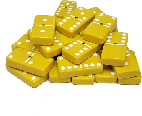 Miniatura 2 de Marion & Co. Dominó Doble Seis 6 Amarillo con Puntos Blancos Jumbo Torneo Tamaño Profesional con Giradores en Elegante Bolsa de Terciopelo Negro