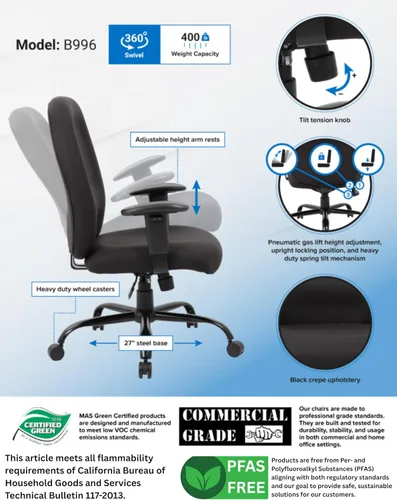 Miniatura 4 de Boss Office Products Silla de trabajo resistente, color negro