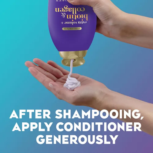 Miniatura 5 de OGX Acondicionador voluminizador extra fuerte de biotina y colágeno para cabello más grueso y completo, 25.4 onzas líquidas