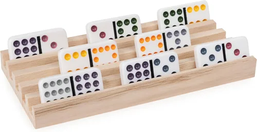 Miniatura 3 de Spin Master Games, soportes de dominó de madera, juego de 4 bandejas para dominó Tren Mexicano, juegos de dominó, juego clásico, juego para niños