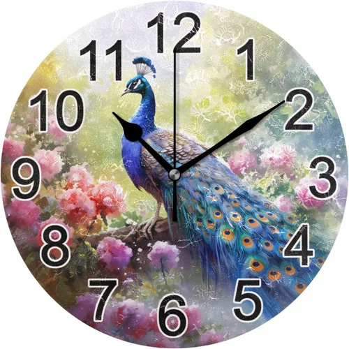 Miniatura 27 de Hummingbird - Reloj de pared de resorte redondo de 10 pulgadas, sin tictac, silencioso, funciona con pilas, reloj analógico atómico de cuarzo